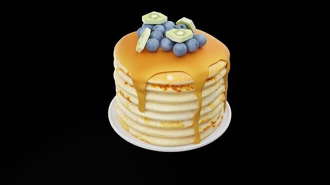 Pancake With Fruits Low-poly 3D model 6