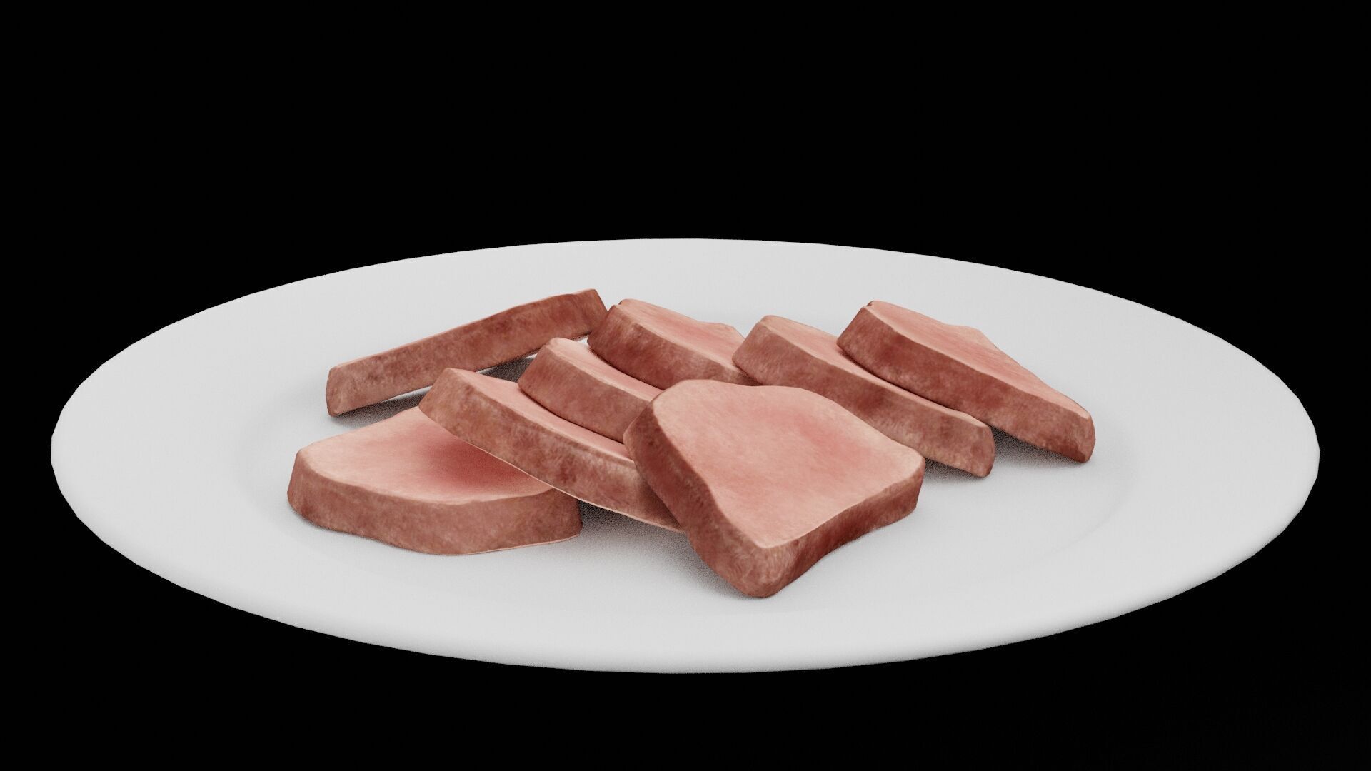 Rare Steak Slices Low-poly 3D model_3