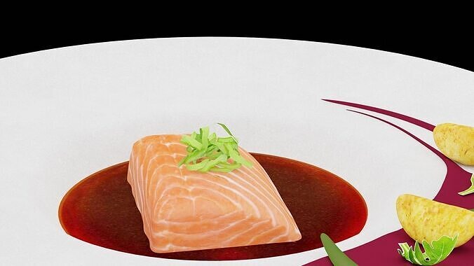 Fresh Salmon Sushi  Low-poly 3D model 3