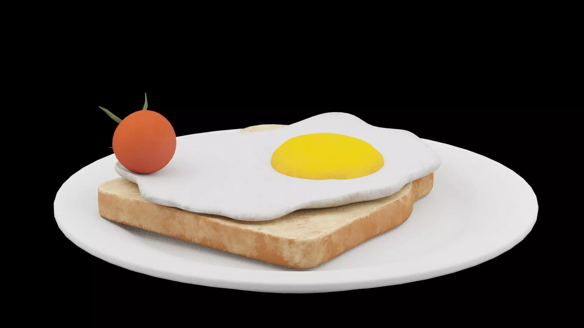 Bread With Egg Low-poly 3D model_0