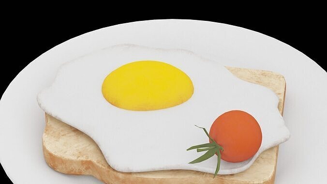 Bread With Egg  Low-poly 3D model 5