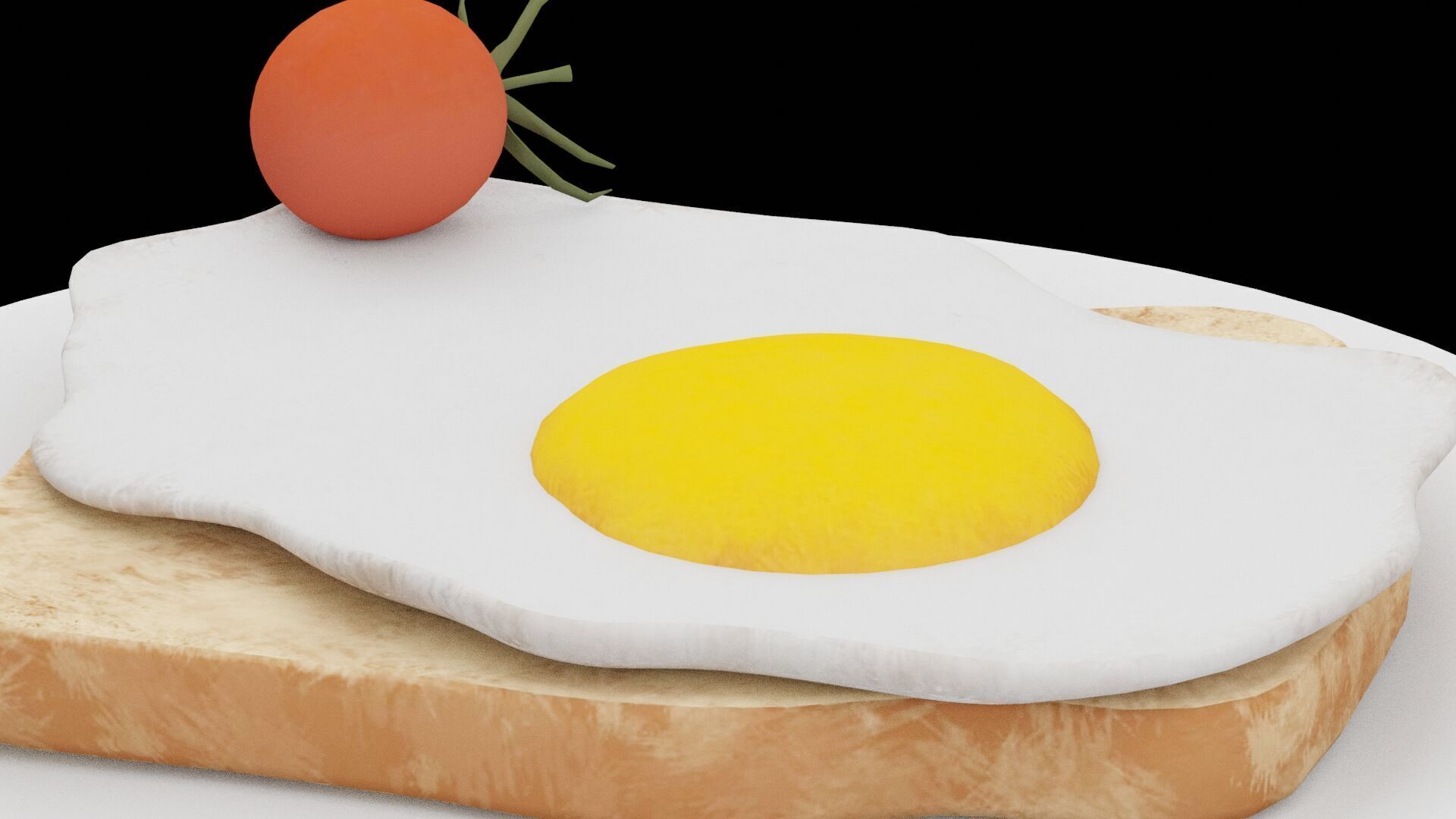 Bread With Egg Low-poly 3D model_2