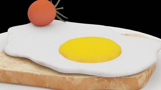 Bread With Egg  Low-poly 3D model 3
