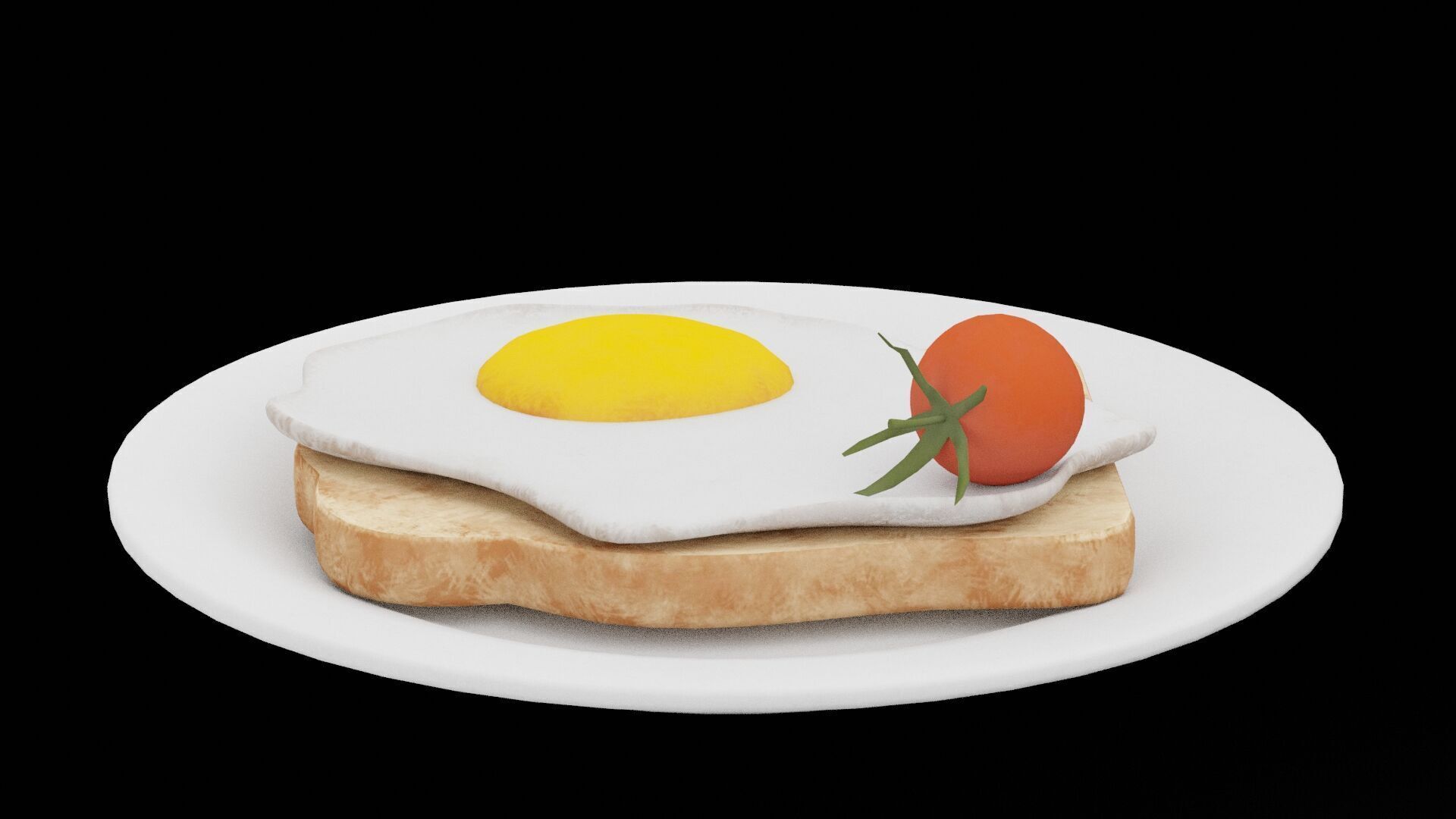 Bread With Egg Low-poly 3D model_3