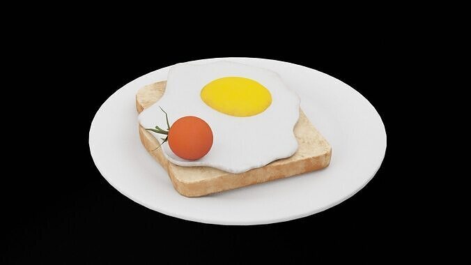 Bread With Egg  Low-poly 3D model 6