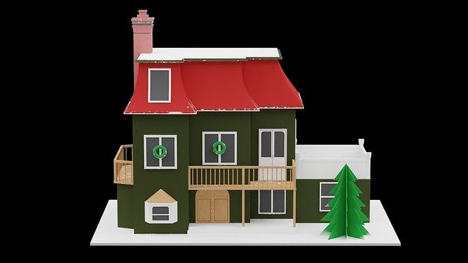 Christmas Putz House Low-poly 3D model