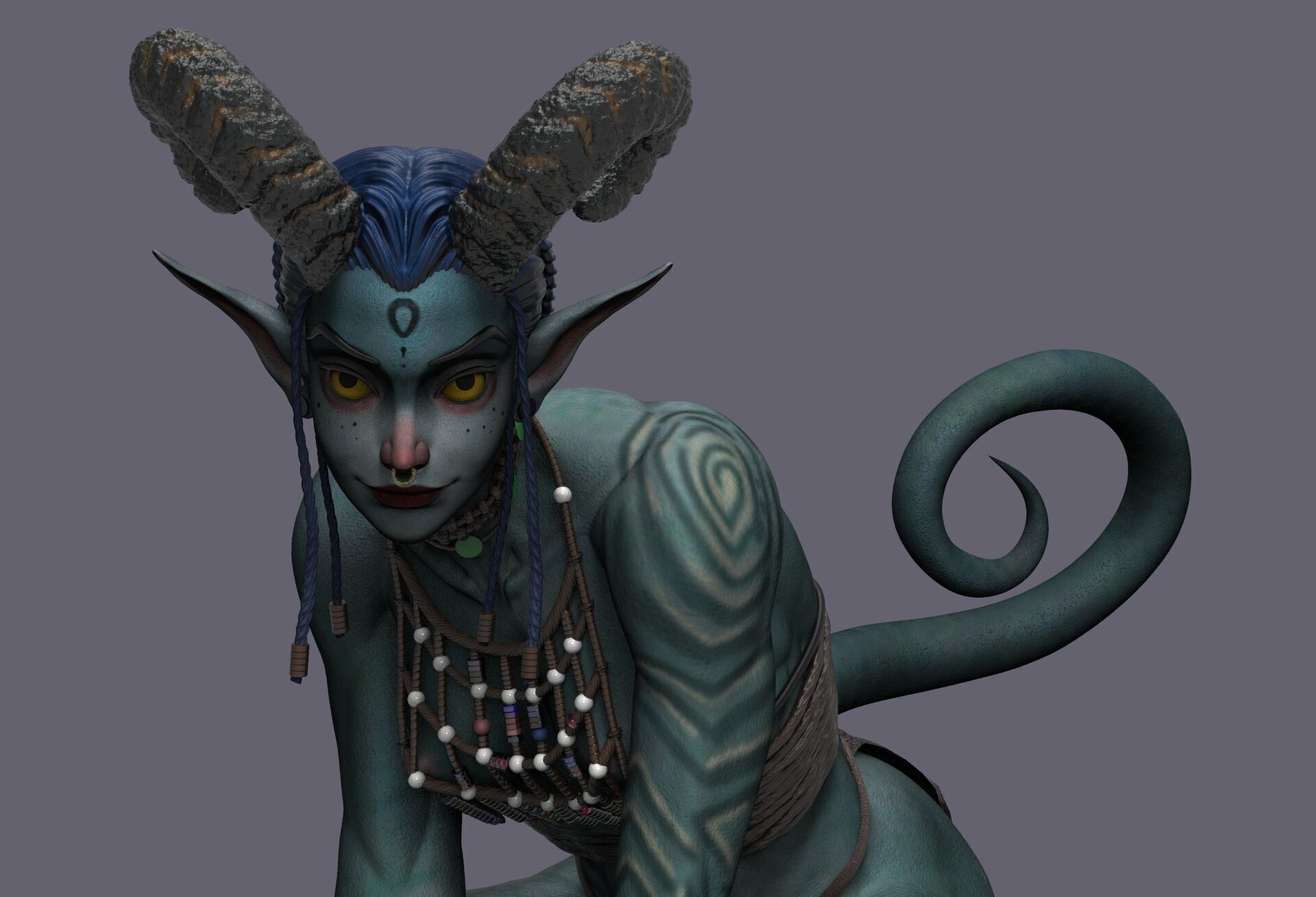 Blue Amazon Woman 3D print model_4