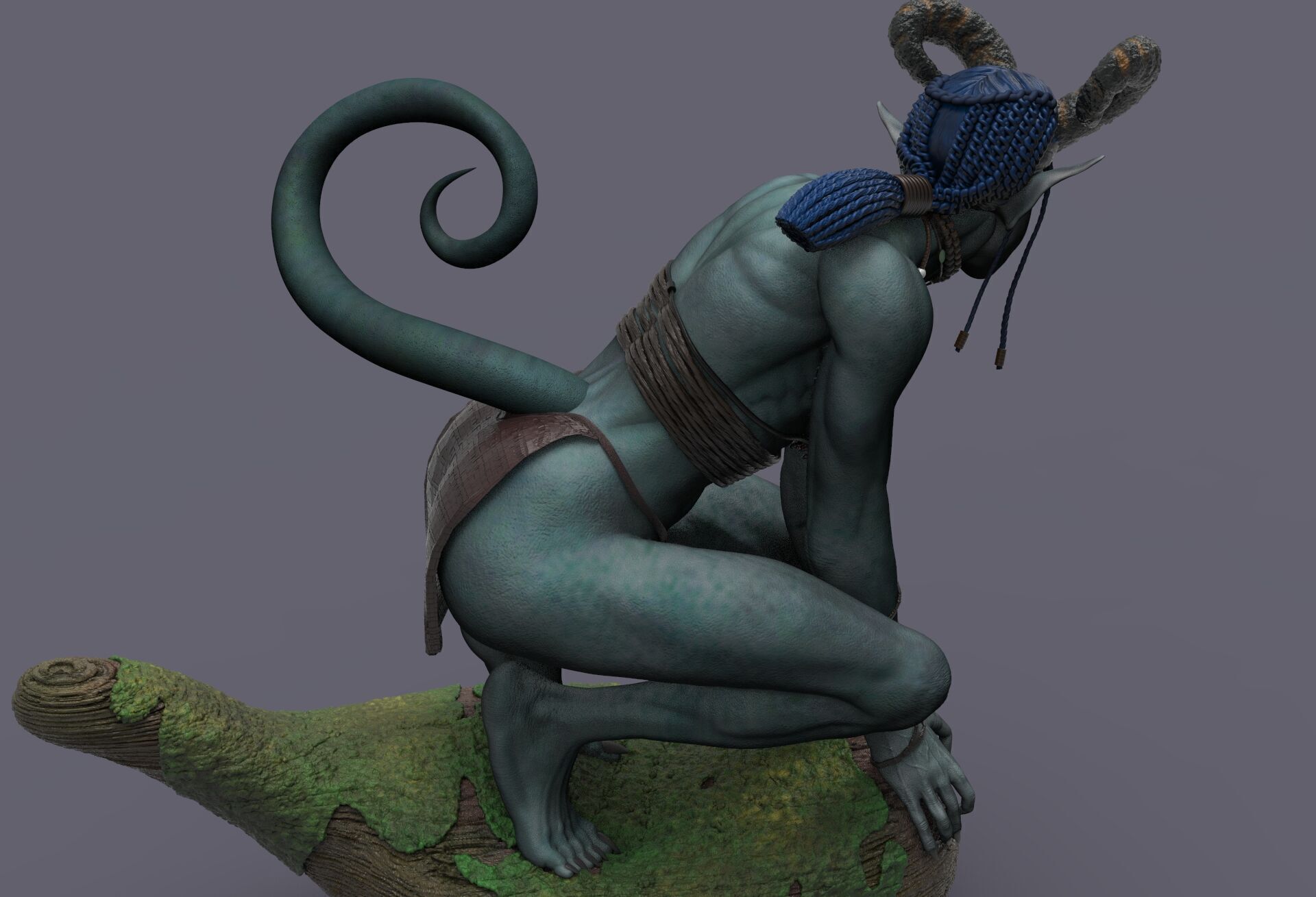 Blue Amazon Woman 3D print model_5