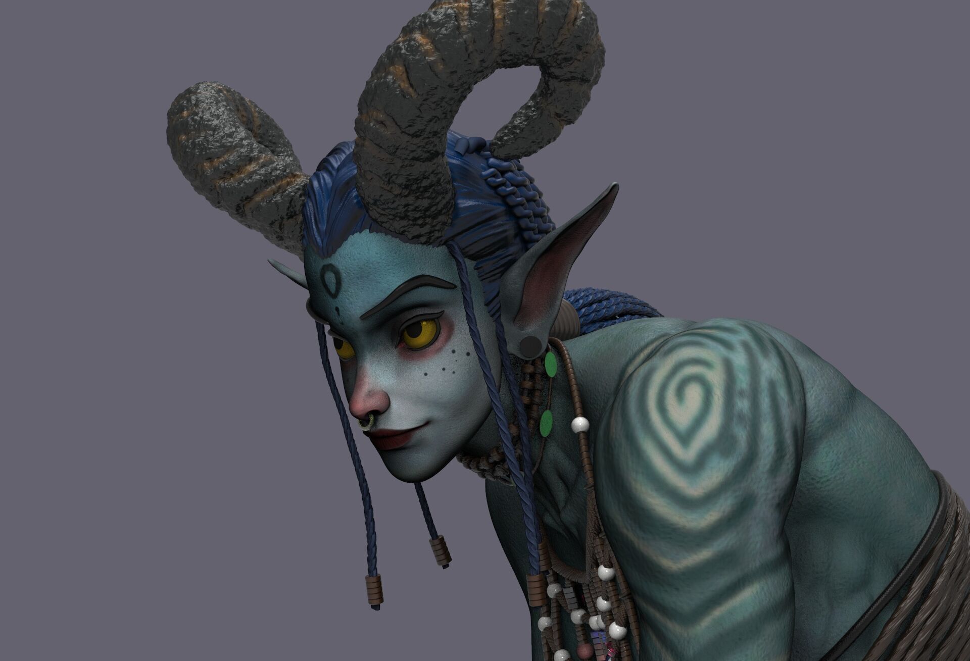 Blue Amazon Woman 3D print model_2