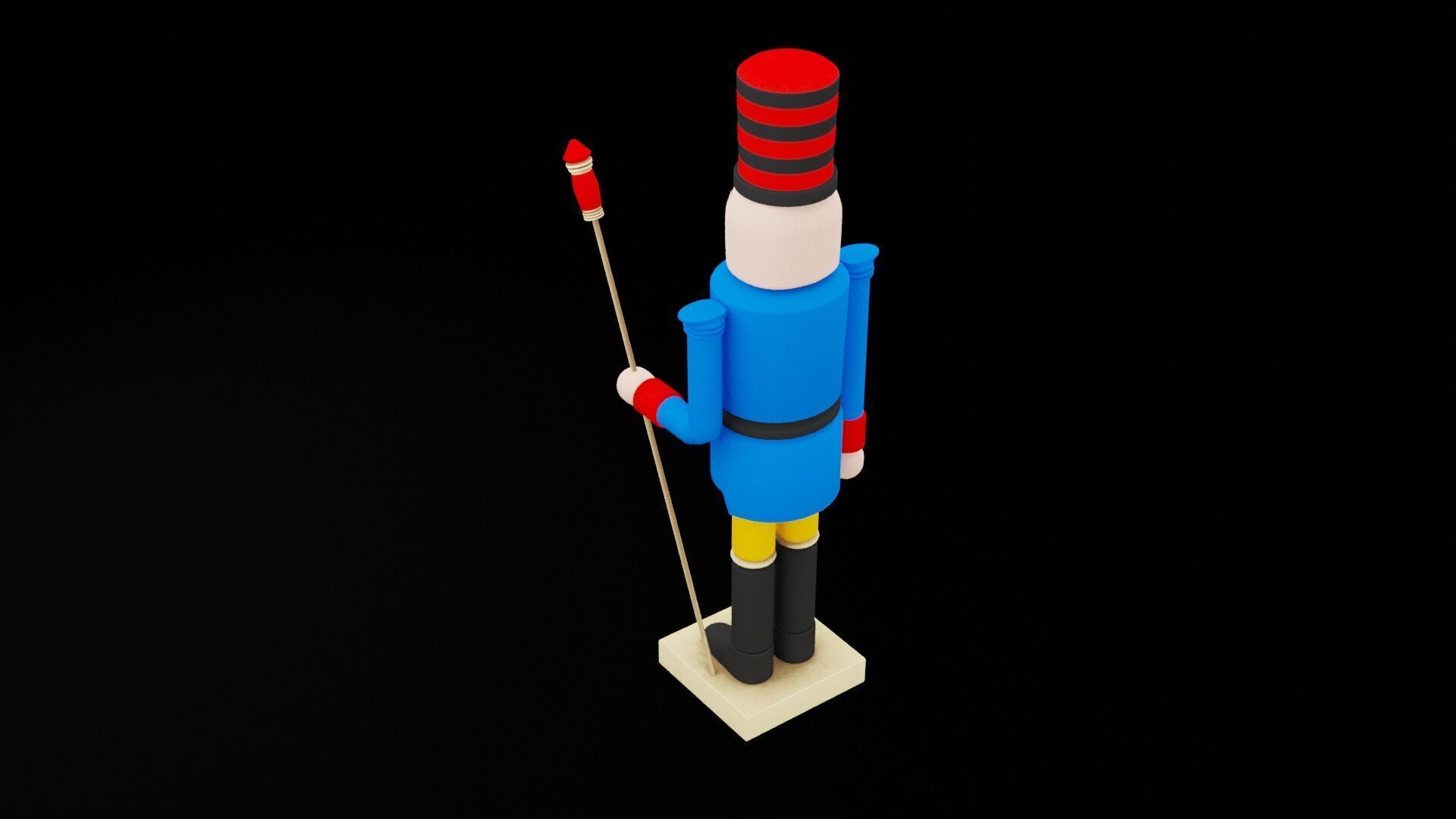 Blue Christmas Nutcracker Low-poly 3D model_5