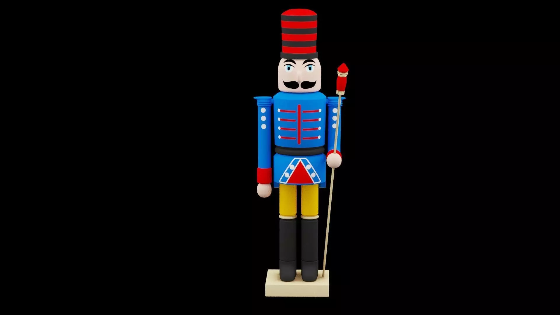 Blue Christmas Nutcracker Low-poly 3D model_0