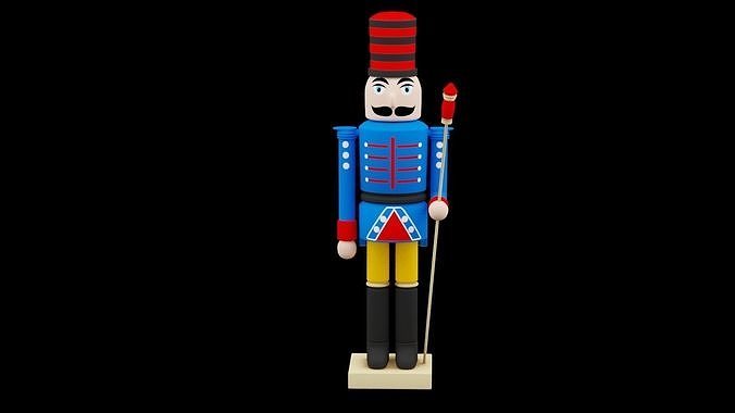 Blue Christmas Nutcracker Low-poly 3D model