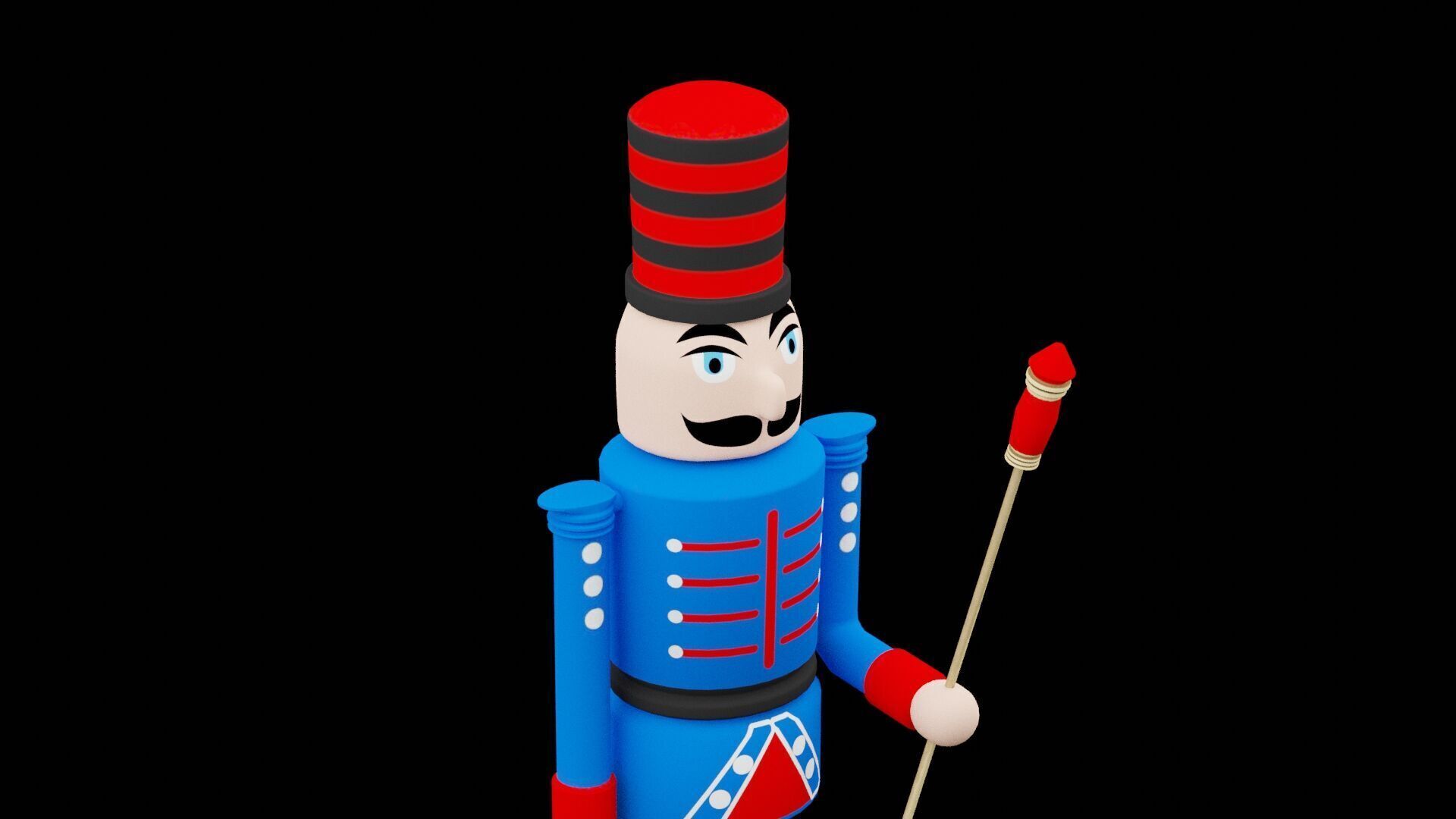 Blue Christmas Nutcracker Low-poly 3D model_3