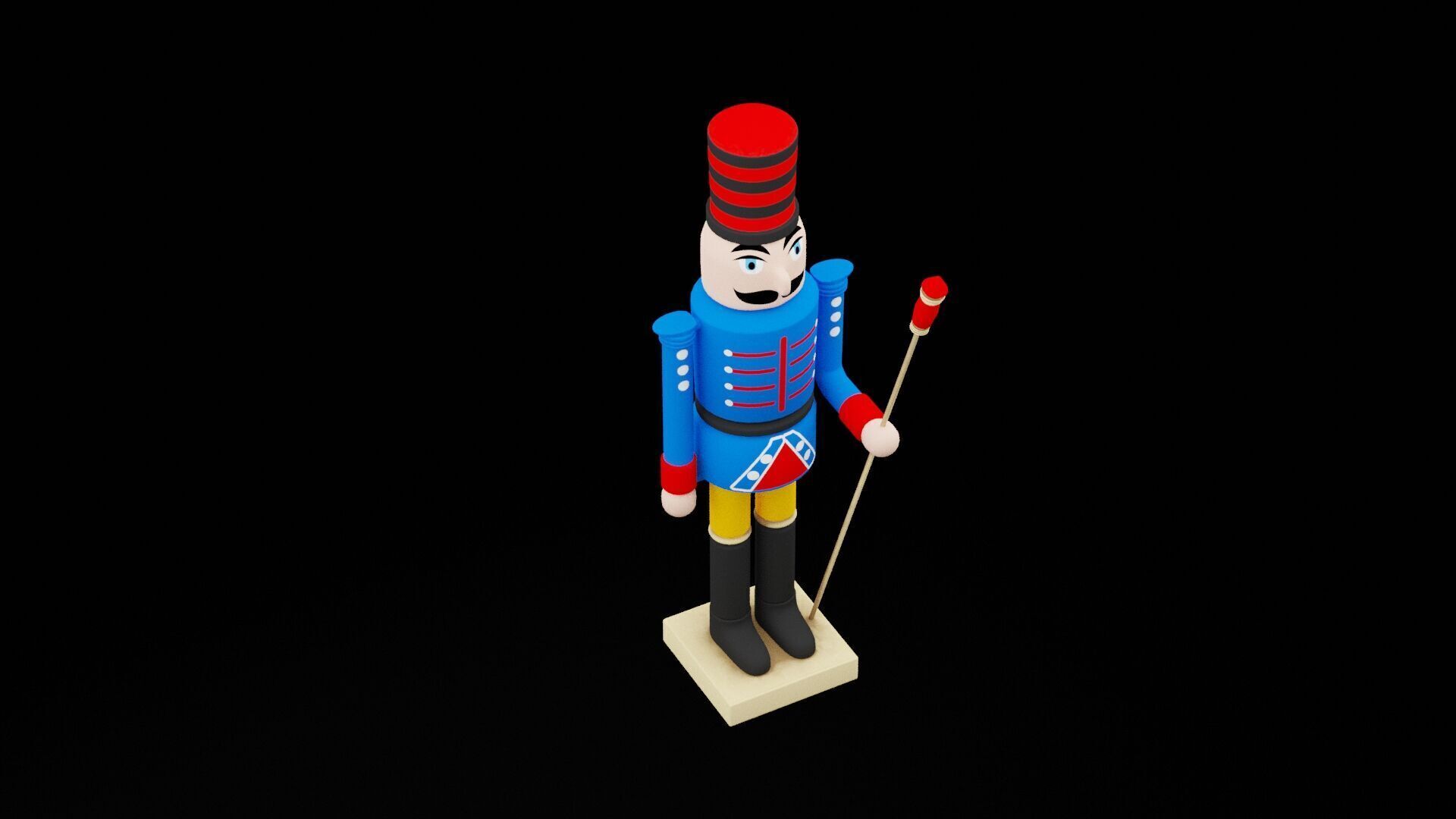Blue Christmas Nutcracker Low-poly 3D model_1