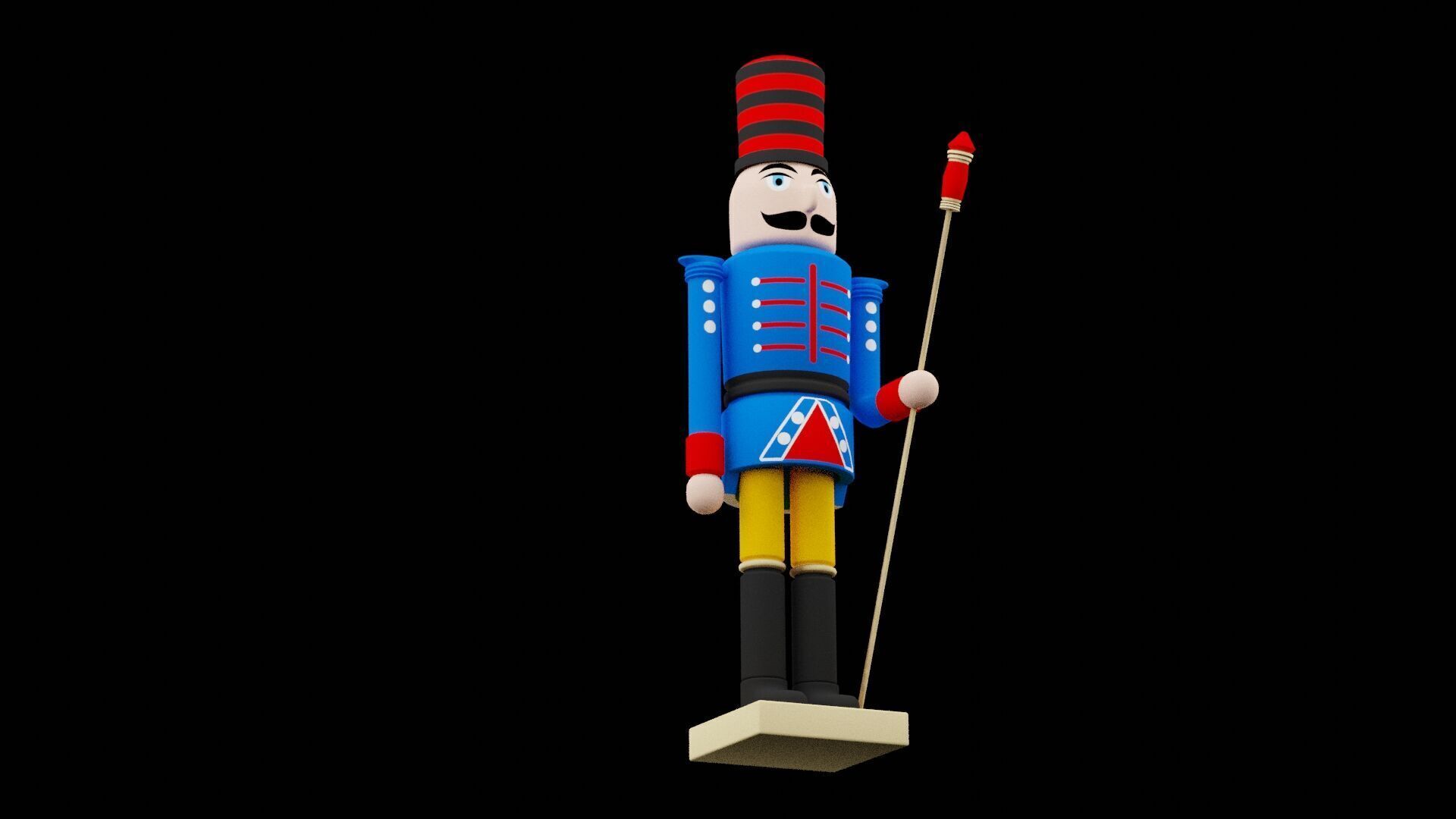 Blue Christmas Nutcracker Low-poly 3D model_4