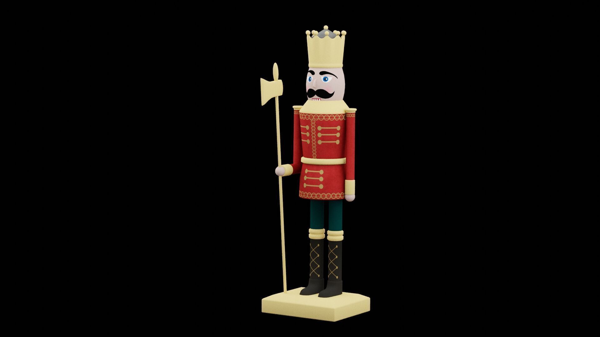 Red Christmas Nutcracker Low-poly 3D model_2
