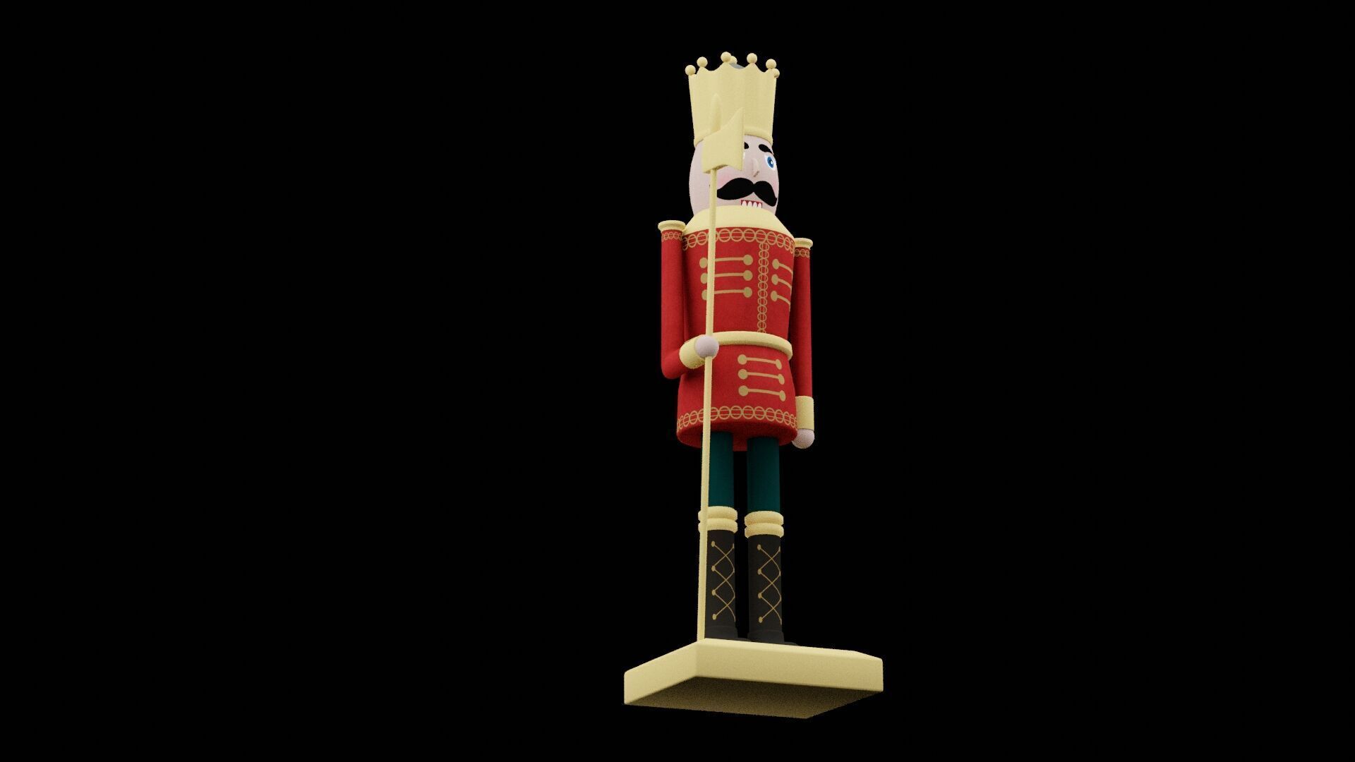 Red Christmas Nutcracker Low-poly 3D model_4