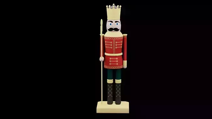 Red Christmas Nutcracker Low-poly 3D model