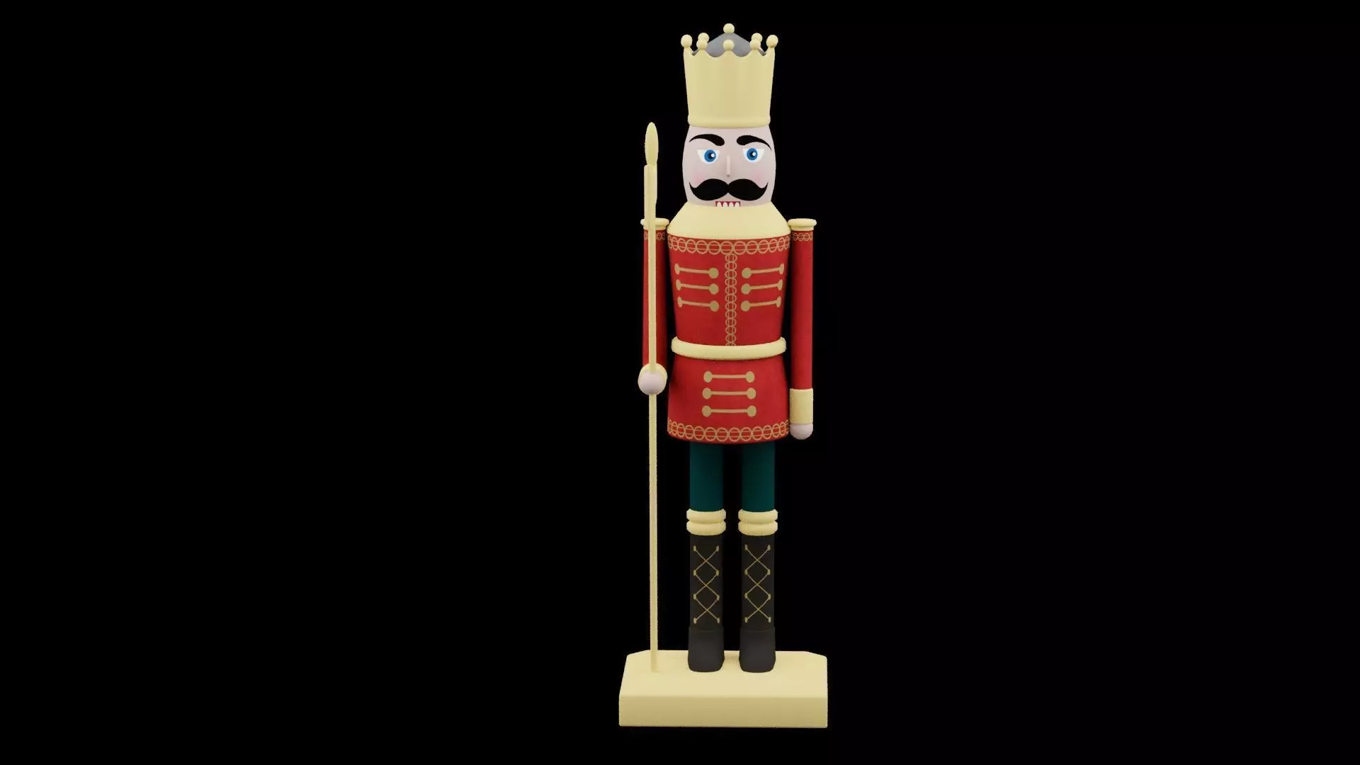 Red Christmas Nutcracker Low-poly 3D model_0