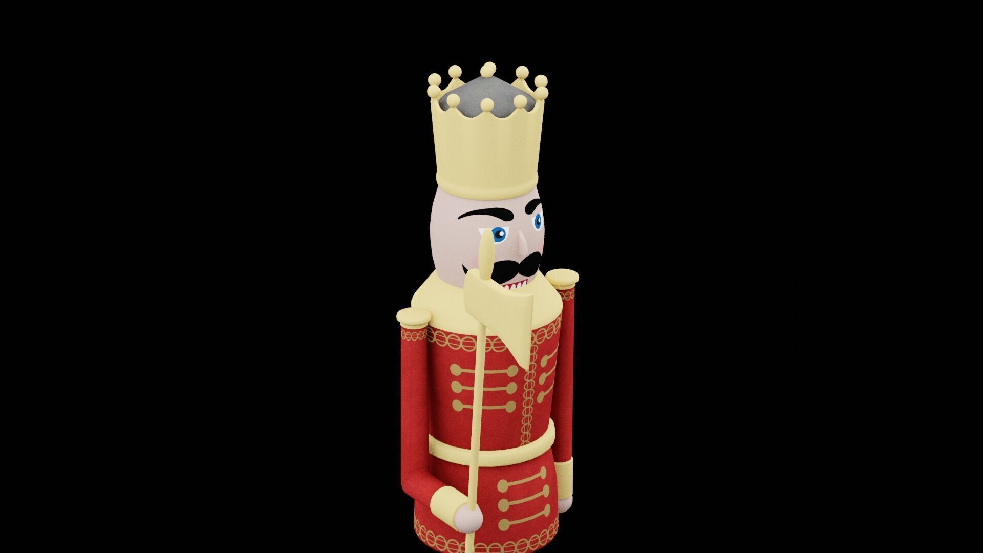 Red Christmas Nutcracker Low-poly 3D model_3