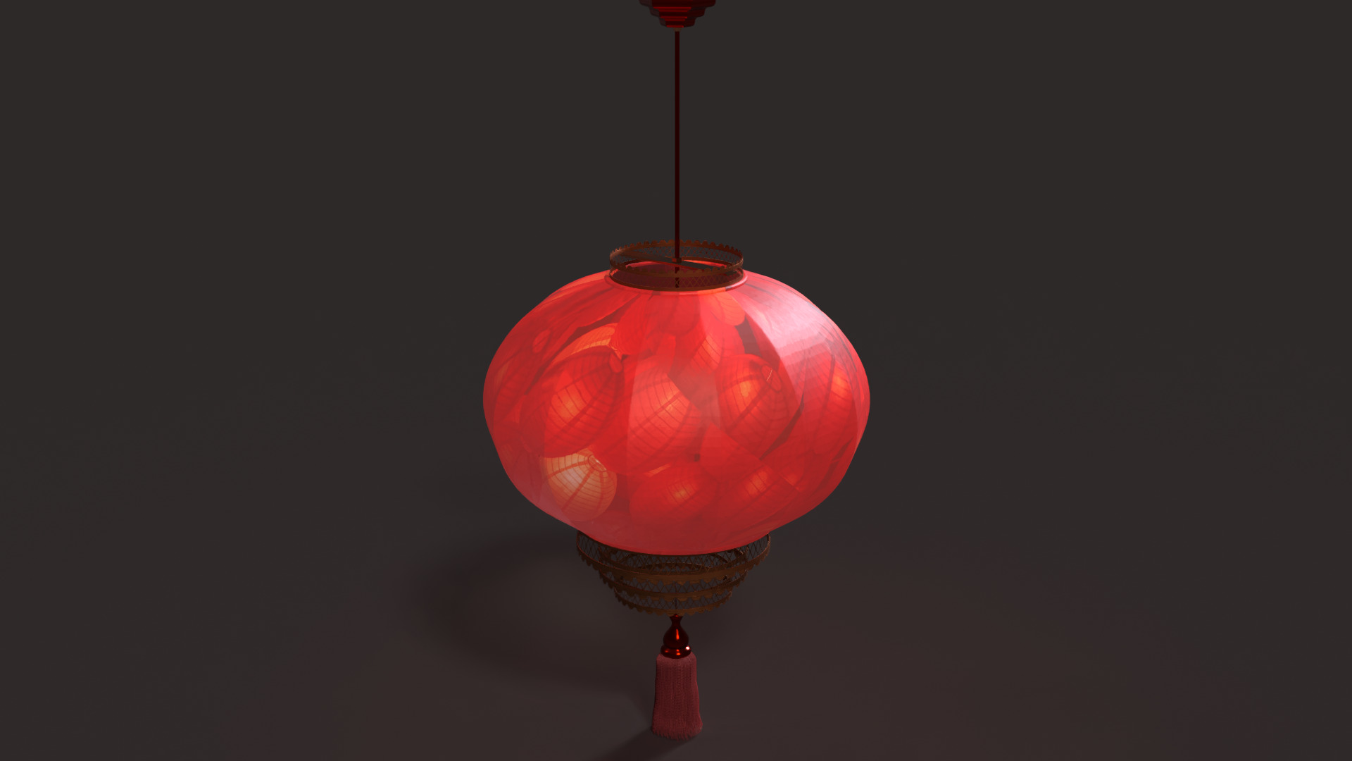Chinese red lantern  Low-poly 3D model_4