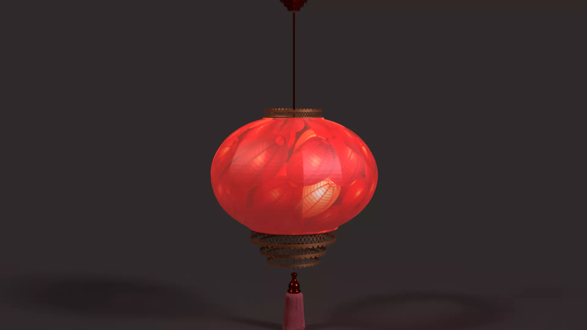 Chinese red lantern  Low-poly 3D model_0