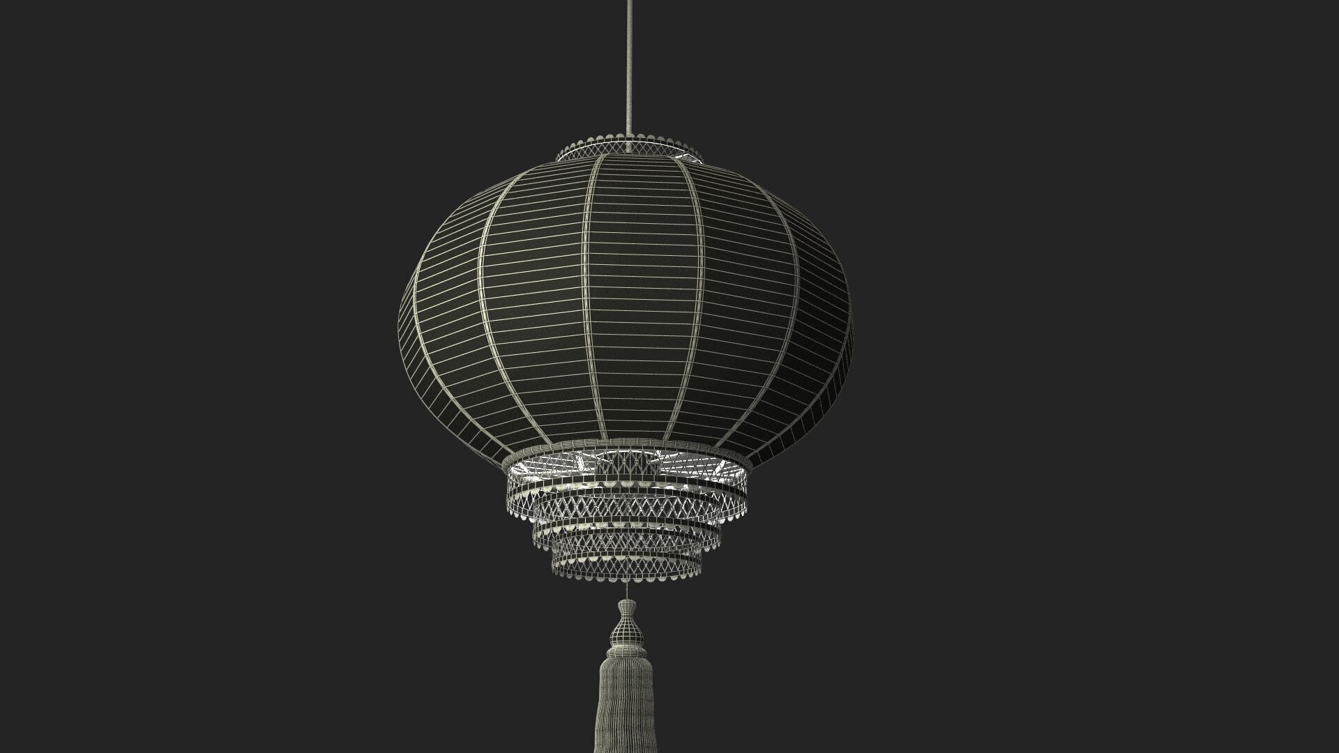 Chinese red lantern  Low-poly 3D model_8