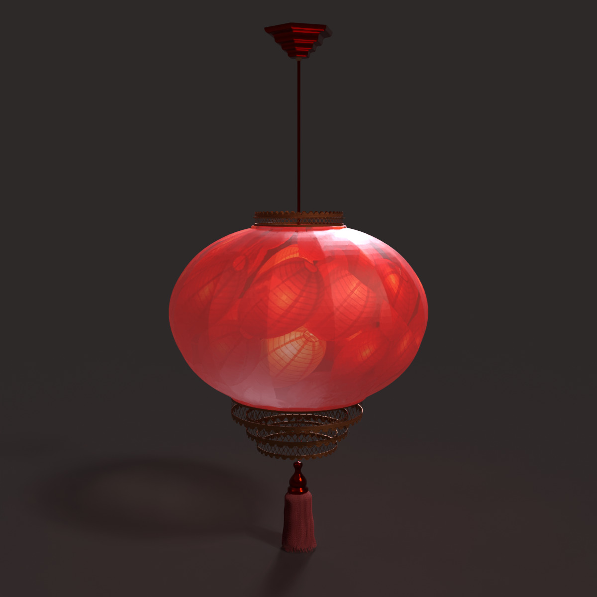 Chinese red lantern  Low-poly 3D model_6