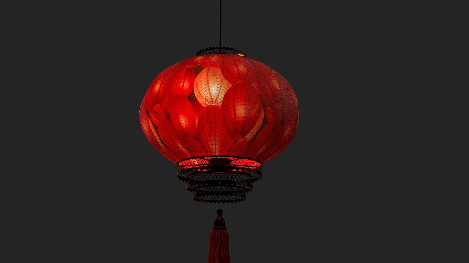 Chinese red lantern  Low-poly 3D model_7