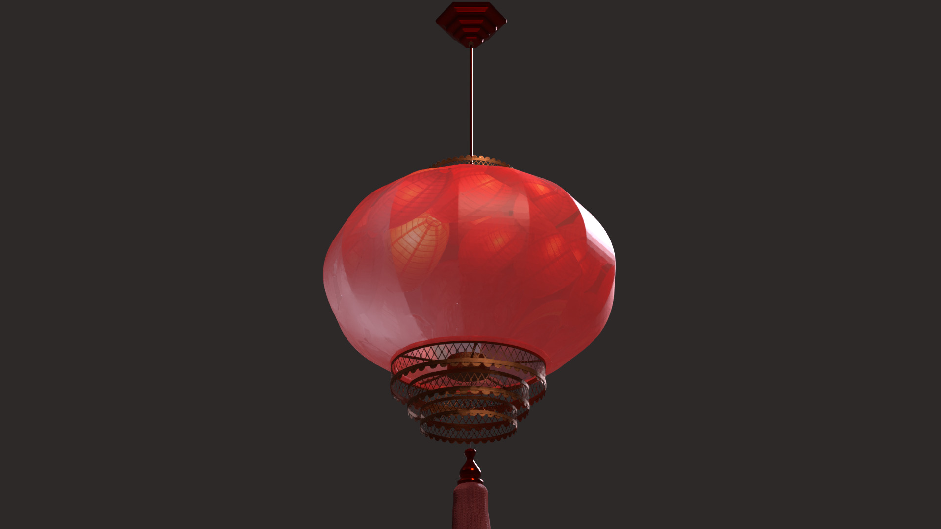 Chinese red lantern  Low-poly 3D model_5