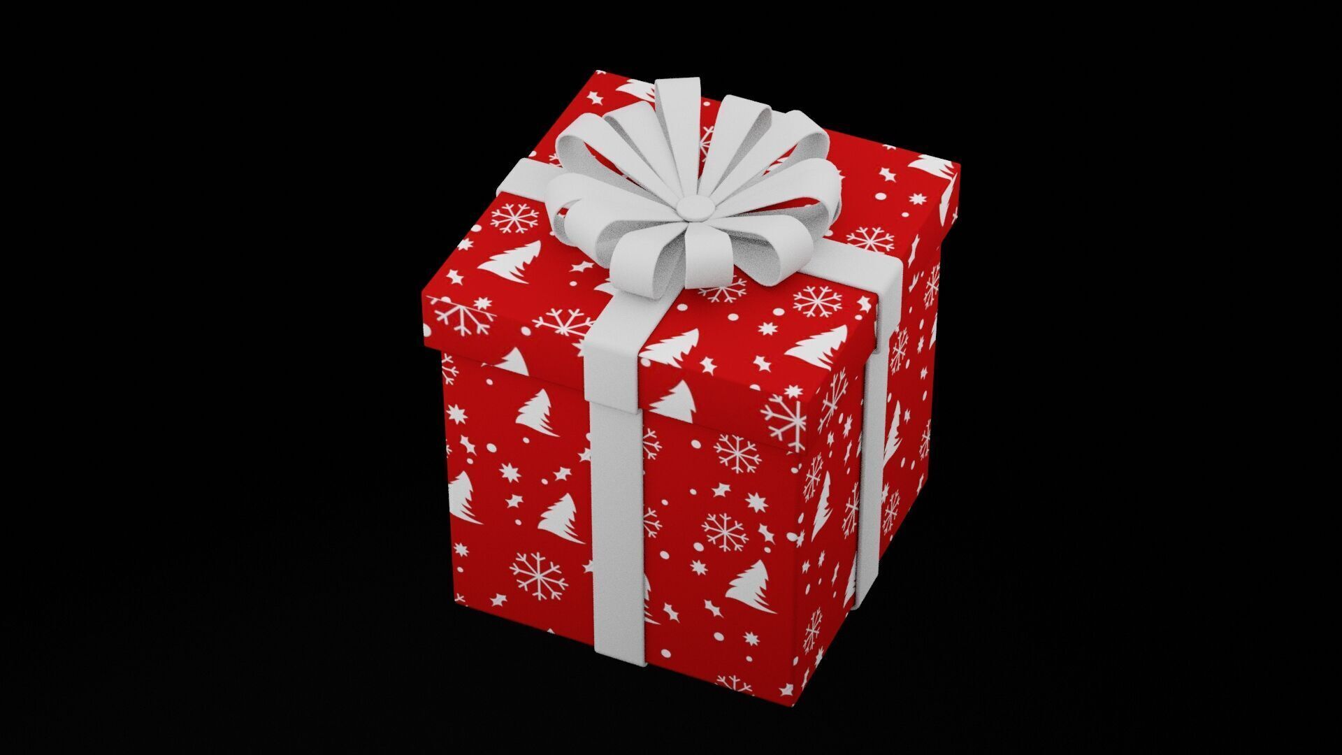 Christmas Gift Box Low-poly 3D model_1