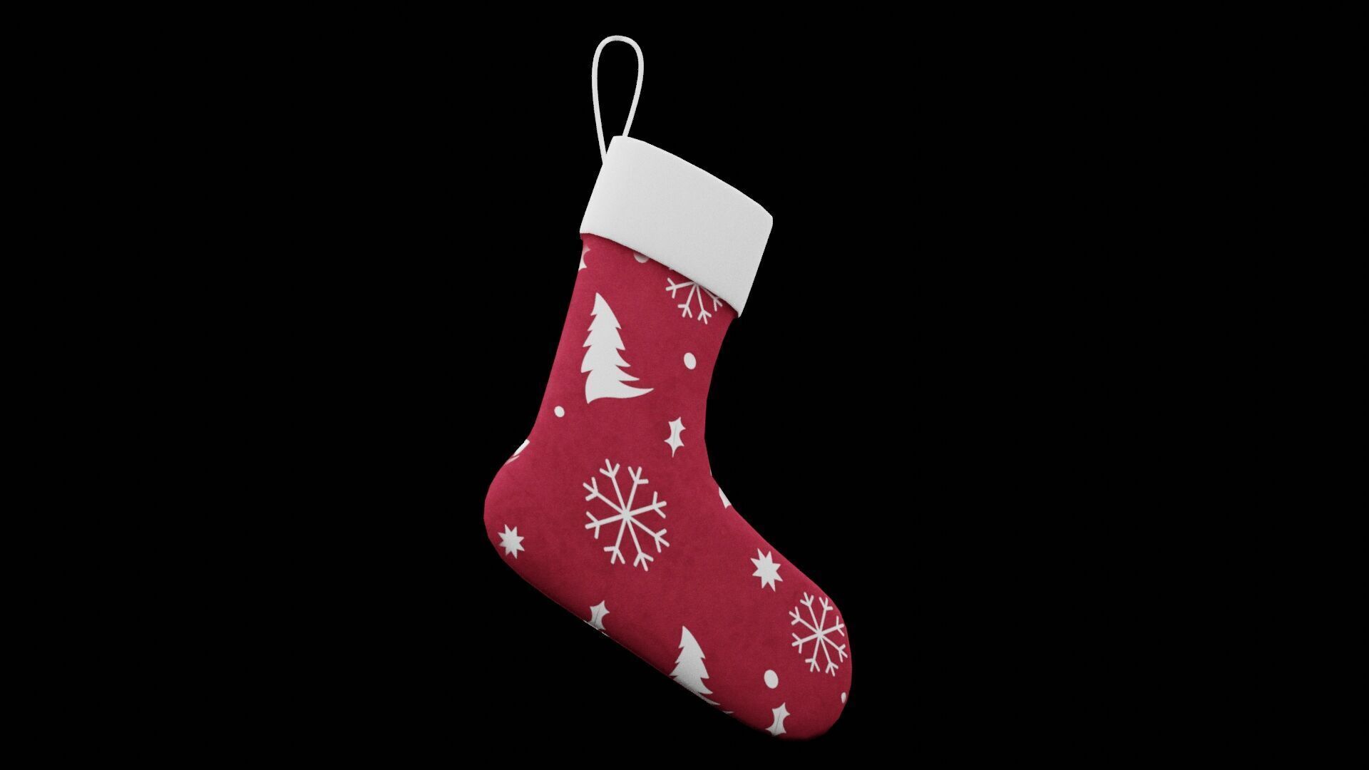 Christmas Sock Low-poly 3D model_4