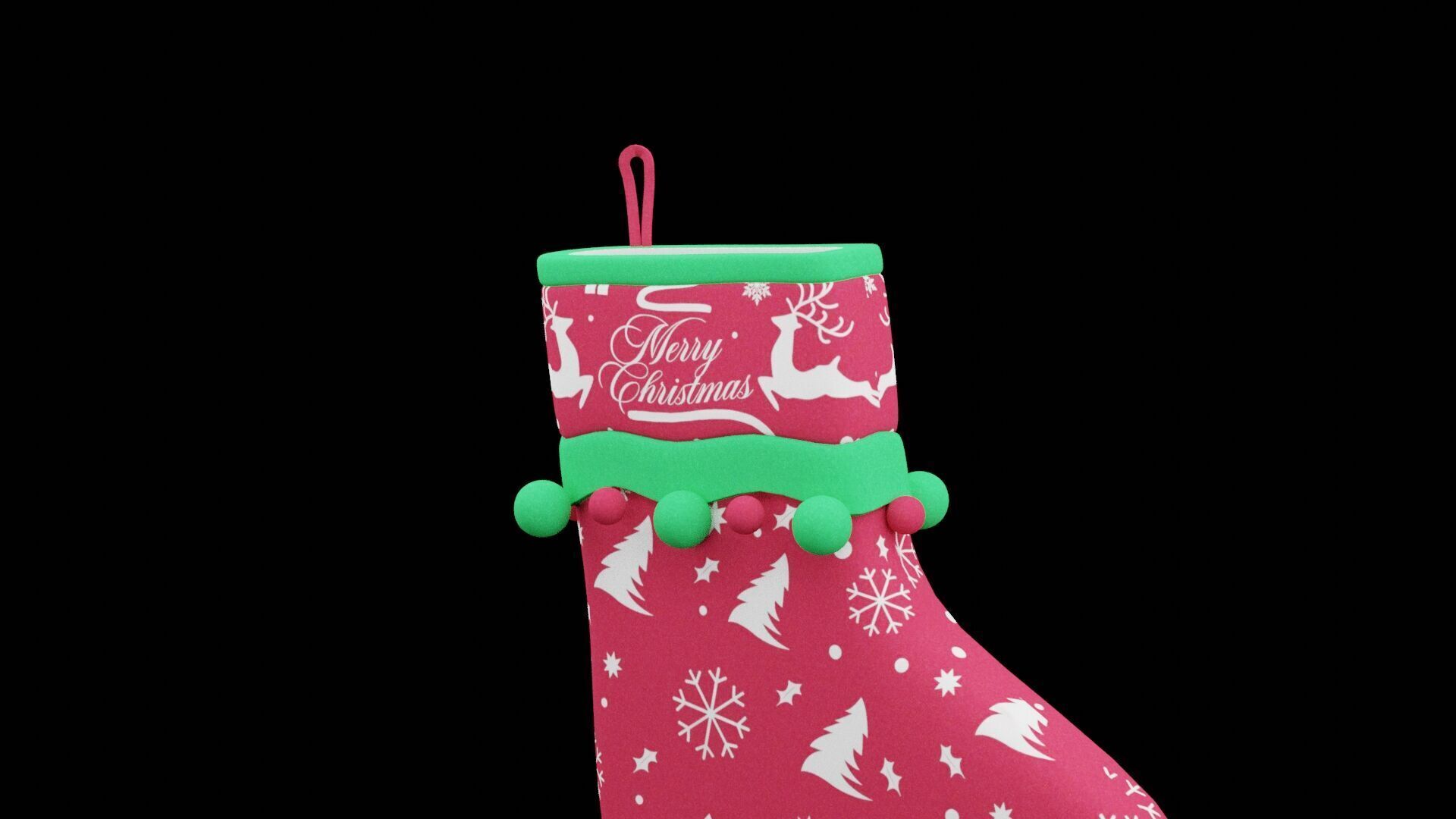 Christmas Sock Low-poly 3D model_2