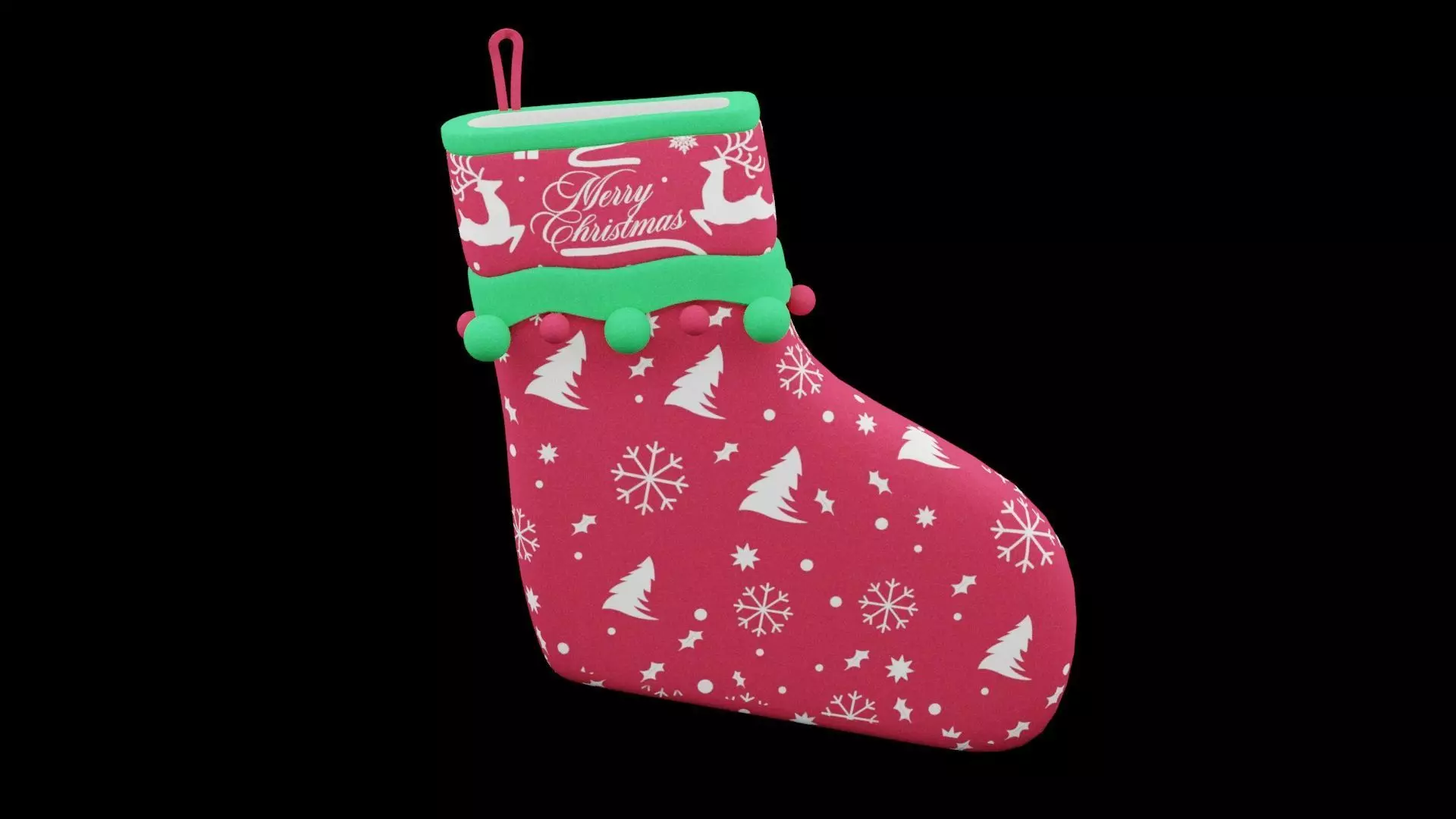 Christmas Sock Low-poly 3D model_0