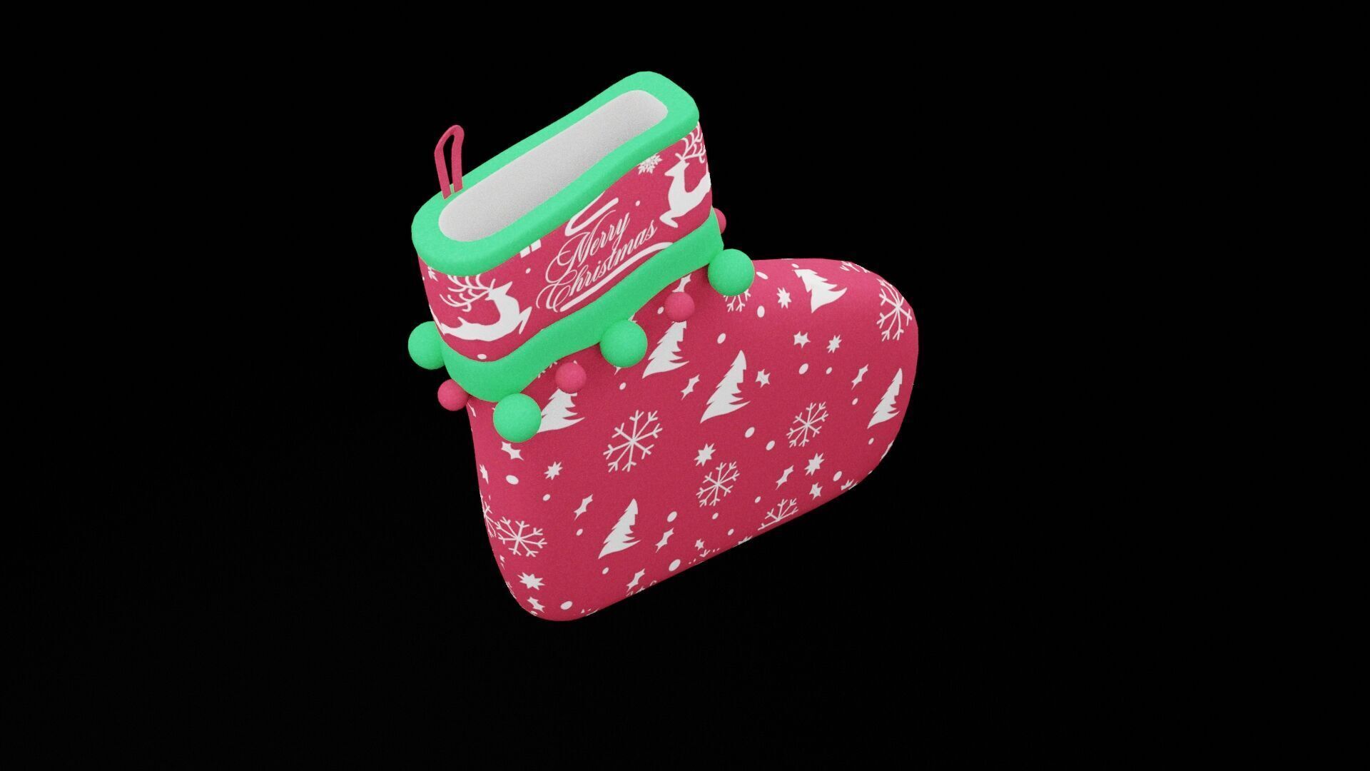 Christmas Sock Low-poly 3D model_1