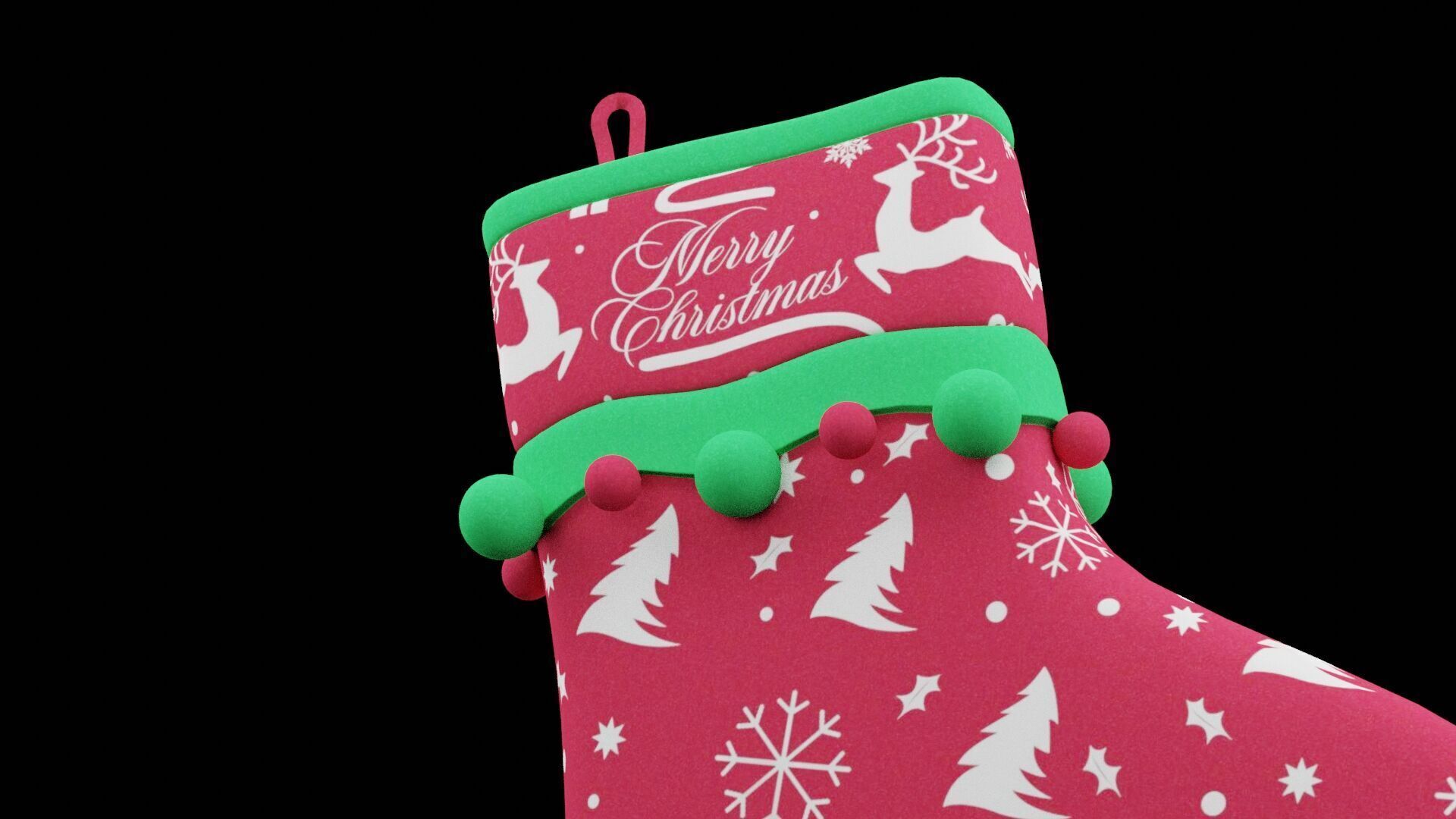 Christmas Sock Low-poly 3D model_3