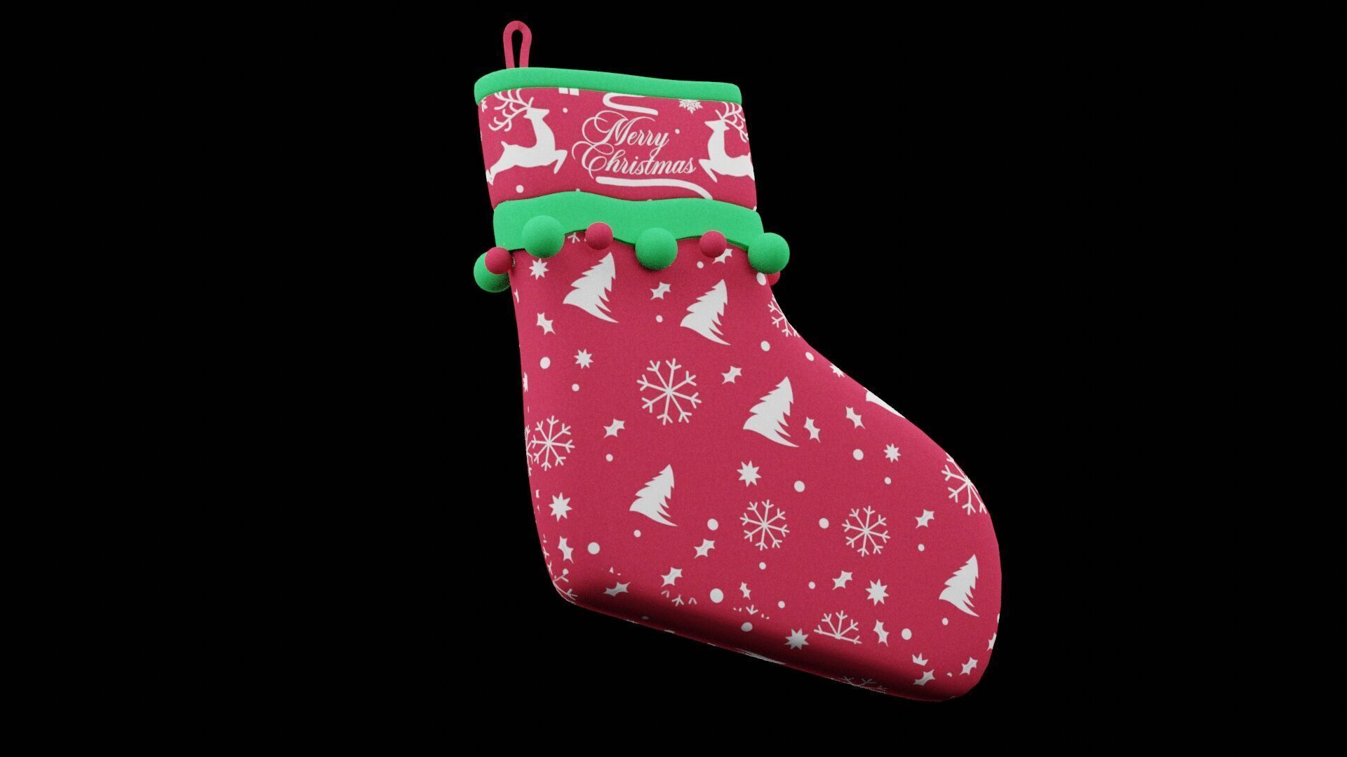 Christmas Sock Low-poly 3D model_4