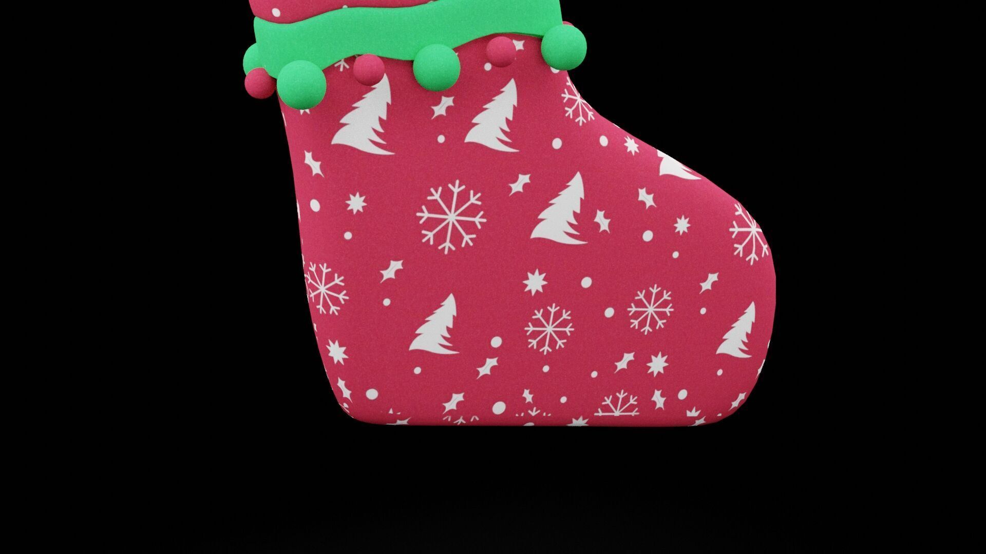 Christmas Sock Low-poly 3D model_5