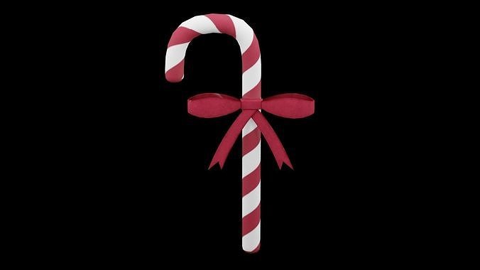 Christmas Candy Cane Low-poly 3D model