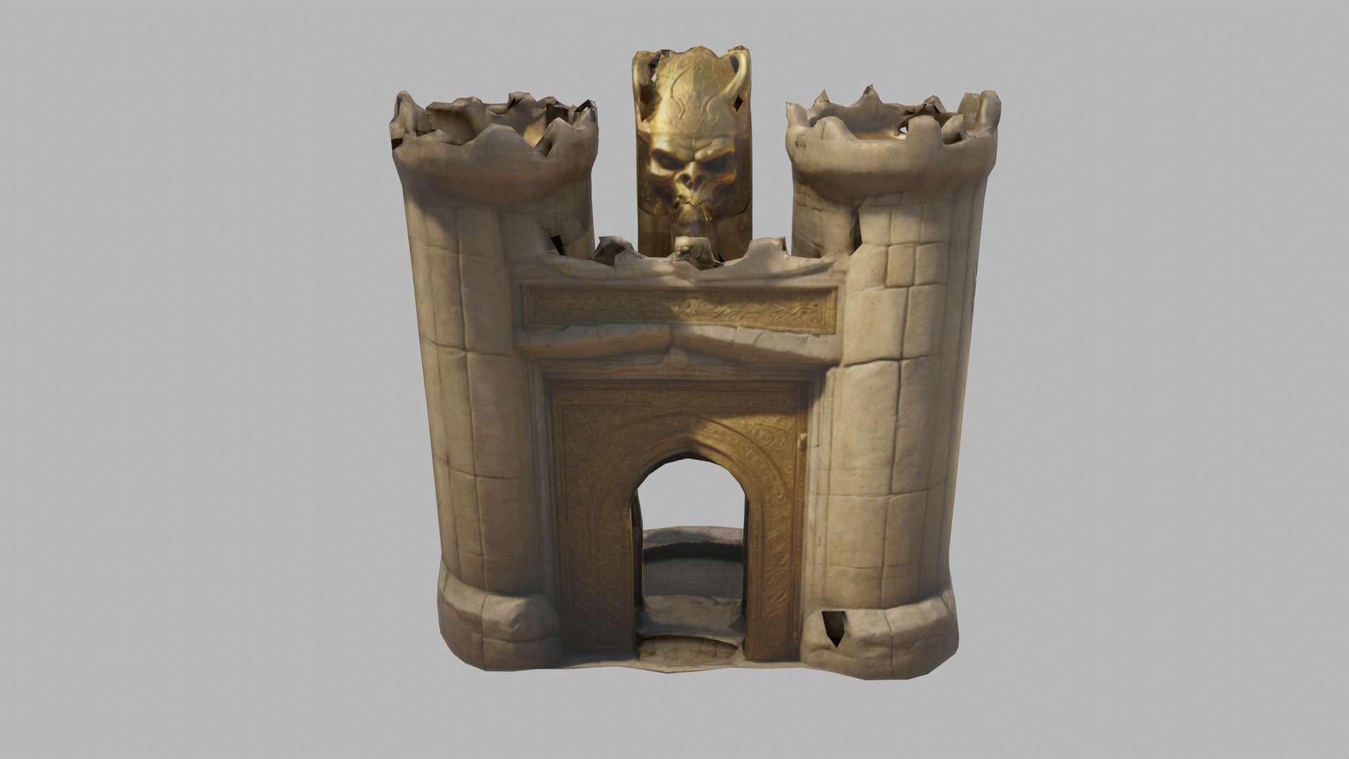 Fantasy Castle Gate Low-poly 3D model_2