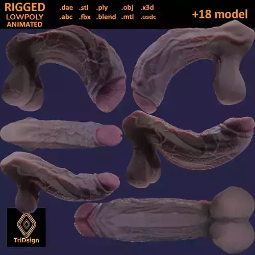 Monster Penis Lowpoly Rigged  Low-poly 3D model