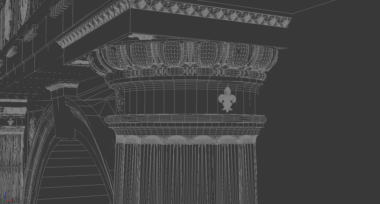 Arched portico in Doric mutulary 3 4 column order gazebo 3D model_14