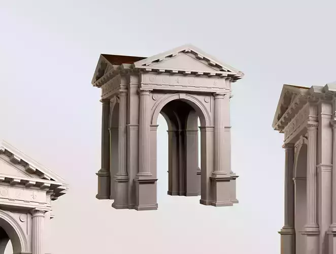 Arched portico in Doric mutulary 3 4 column order gazebo