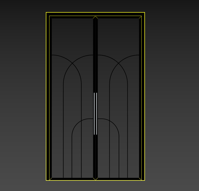 Modern Double Glass Door with Elegant Metal Frame Free 3D model_1