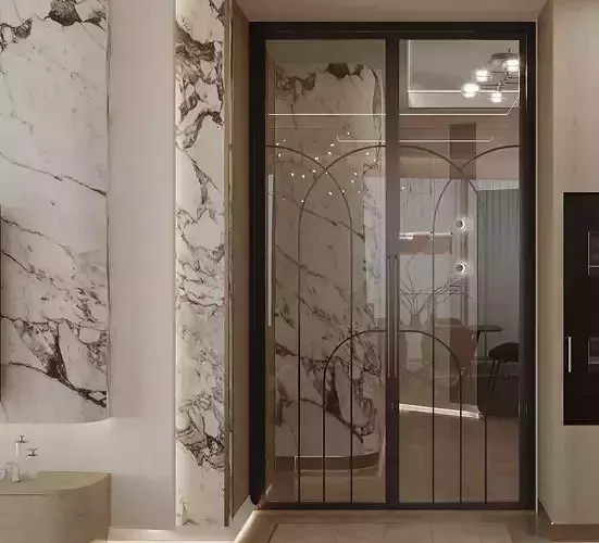 Modern Double Glass Door with Elegant Metal Frame