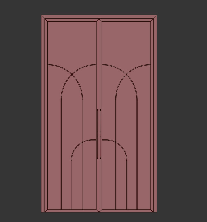 Modern Double Glass Door with Elegant Metal Frame Free 3D model_6