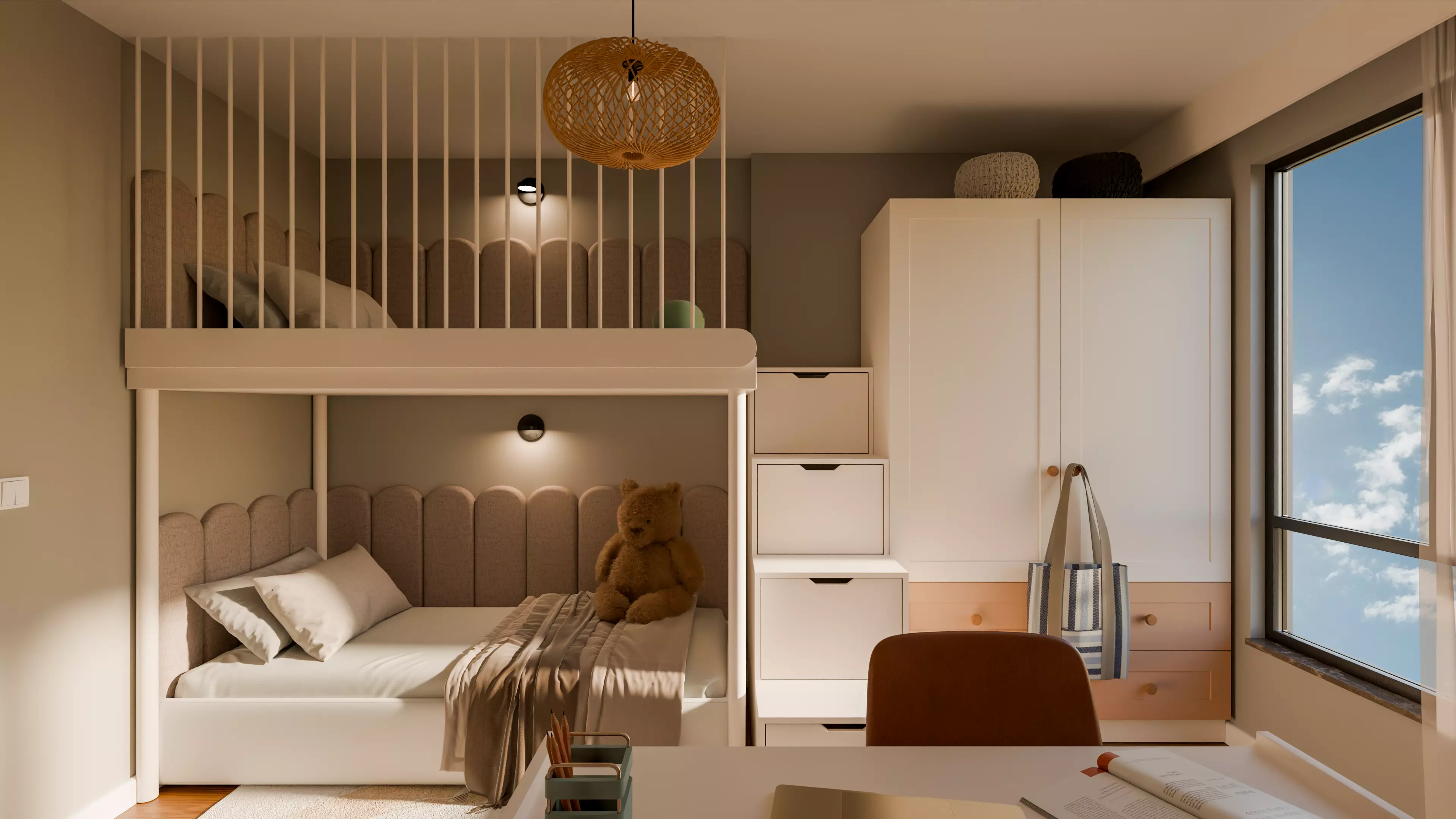 Kids Room Realistic Scene 3D model_0