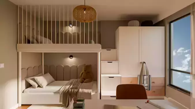 Kids Room Realistic Scene 3D model