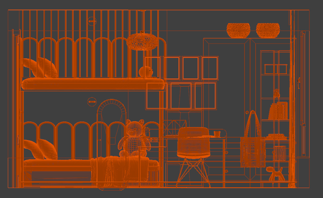 Kids Room Realistic Scene 3D model_6