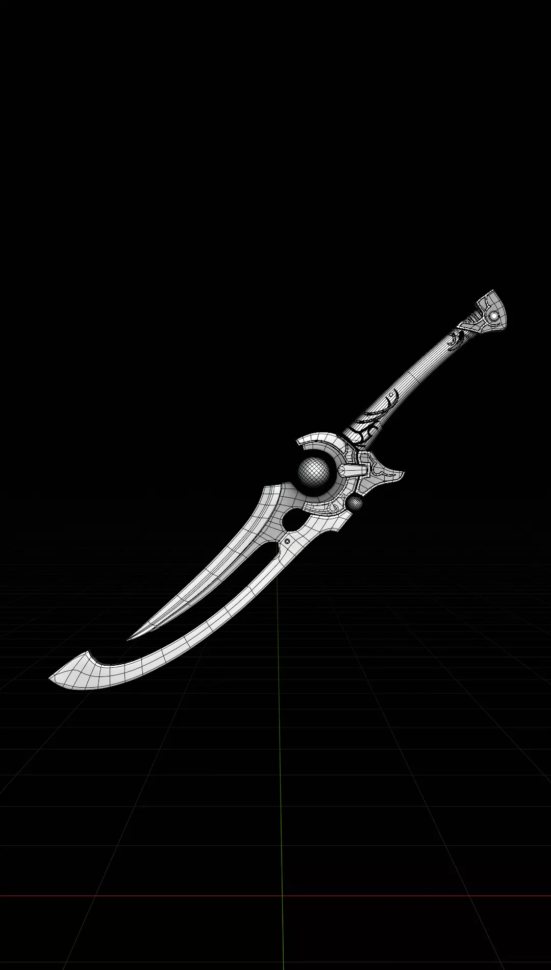 Simple lowpoly fantasy sword modeling Low-poly 3D model_0